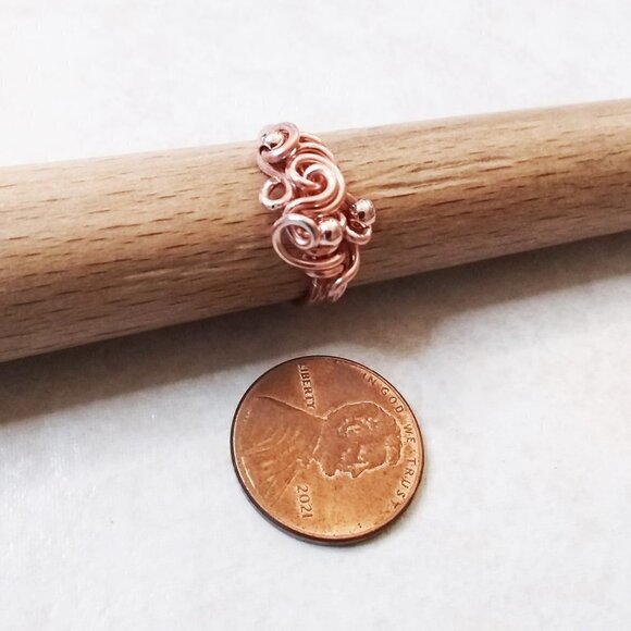 Stunning & One-of-a-kind Copper Wire Ring - Size 6.75-7 - Girly Swirly & Curly! - Picture 8 of 11